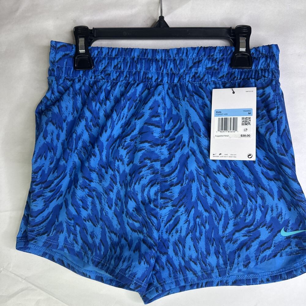 New Girls Nike One High Rise Animal Print Lined Shorts Dri-Fit Youth Medium